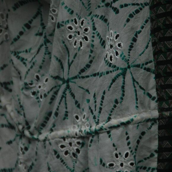 Anthropologie Language M Green & White Tie Dye Eyelet Blouse EUC - Picture 4 of 5